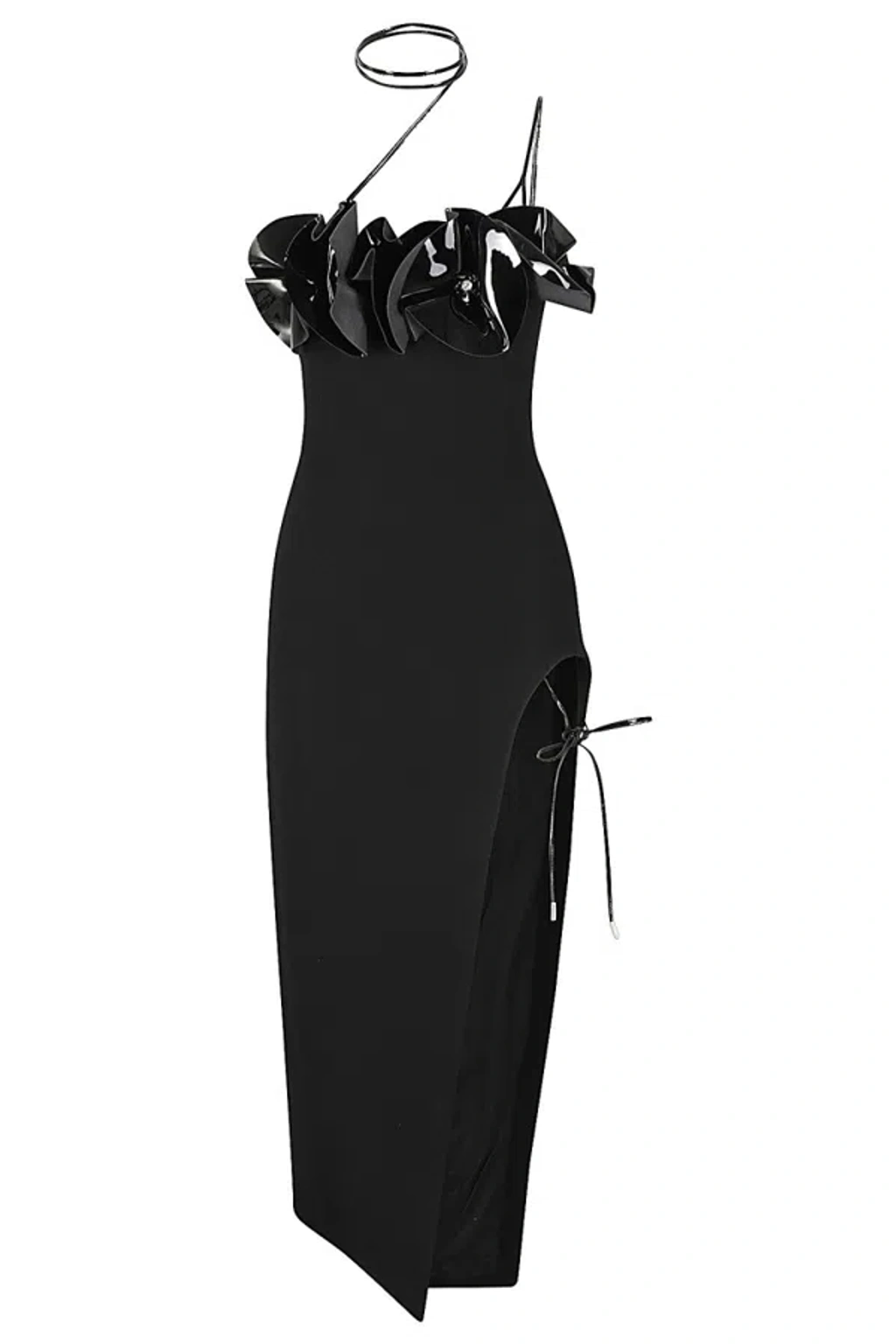 anne curtis black dress leg split ruched halter maxi dress Navy / Large main image 1