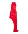 David Koma Draped Wrapped Asymmetric Skirt Satin Dress In Red
