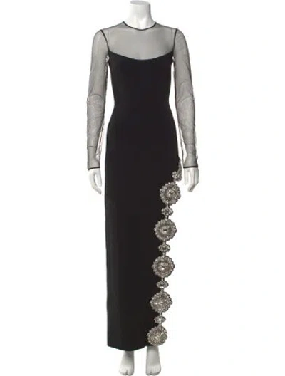 Pre-owned David Koma Bateau Neckline Long Dress In Black