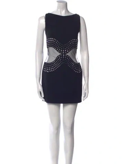 Pre-owned David Koma Bateau Neckline Mini Dress W/ Tags In Black