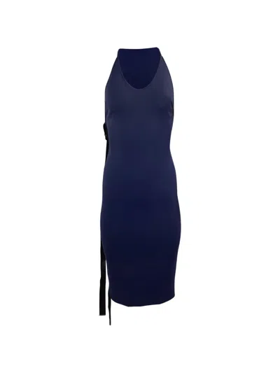 Pre-owned David Koma Belt Wrap Midi Dress In Blue
