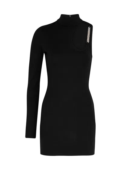 David Koma Black Asymmetric Stretch-jersey Mini Dress