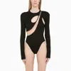 David Koma Cutout Tulle-trimmed Stretch-jersey Bodysuit