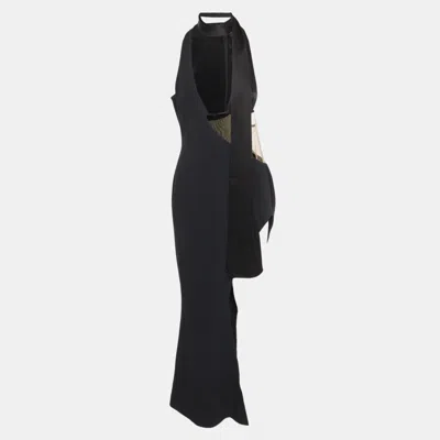 Pre-owned David Koma Black Crepe Cut-out Long Dress M