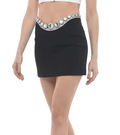 David Koma Black Embellished Mini Skirt