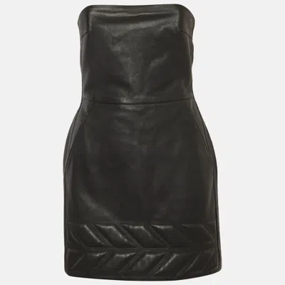 David Koma Black Leather Strapless Mini Dress