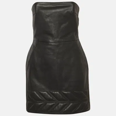 Pre-owned David Koma Black Leather Strapless Mini Dress M