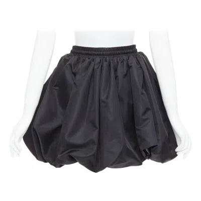 Pre-owned David Koma Black Nylon Bubble Silver Drawstring Puffball Skirt Uk6 Xs