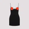 DAVID KOMA BLACK RED FLOWER CUPS CAMI ACRYLIC DRESS