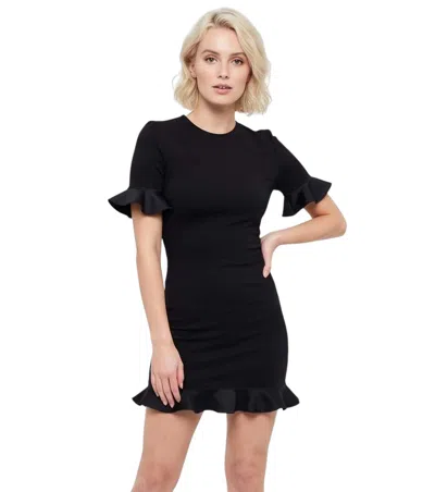 David Koma Black Round Neck Mini Dress