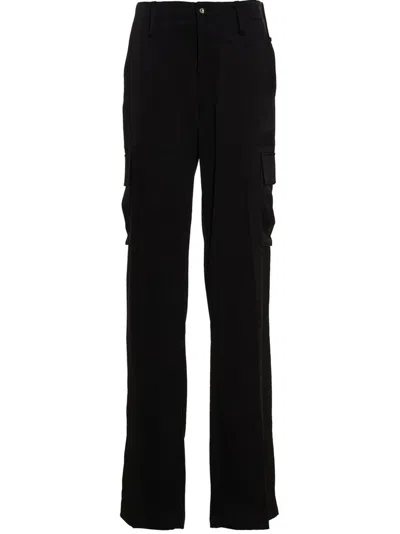 DAVID KOMA BLACK SATIN CARGO PANTS