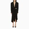 David Koma Black Satin Midi Chemisier