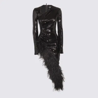 David Koma Sequin-embellished V-neck Midi Dress In Black