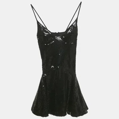 Pre-owned David Koma Black Sequin Mini Dress Xs