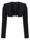 David Koma Top '3d Crystal Chain And Square Neck' In Black