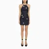 David Koma Halter Neck Polka Dot Mini Dress Mirrors In Blue