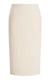 David Koma Bouclé Midi Pencil Skirt In White