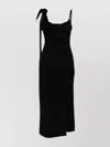 David Koma Satin Bow Detail Open Leg Midi Dress In Black