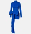 David Koma Bow-detail Jersey Minidress In Blue