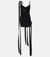 David Koma Bow-detail Satin And Cady Minidress In Black