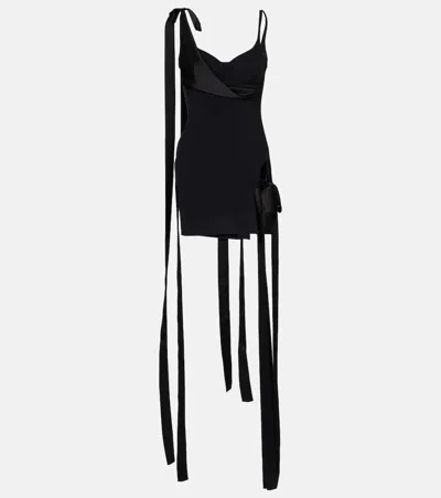 David Koma Bow-detail Satin And Cady Minidress In Black