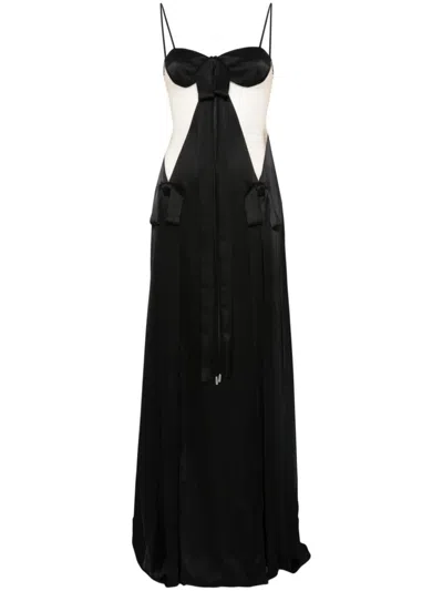 David Koma Bow-detailed High-slit Gown In Black