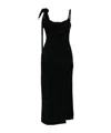 David Koma Satin Bow Detail Open Leg Midi Dress In Black