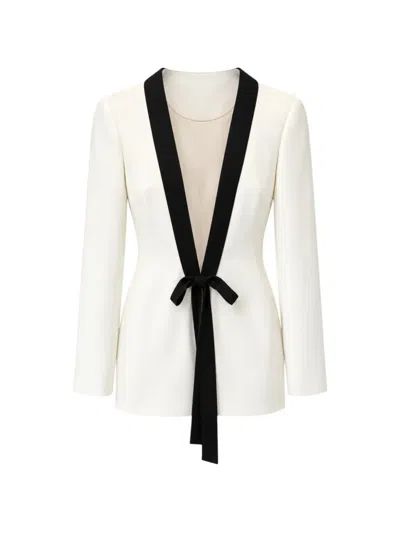 David Koma Bow-detail Long-sleeve Mini Dress In White