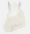 David Koma Feather-trimmed Cady Minidress In White