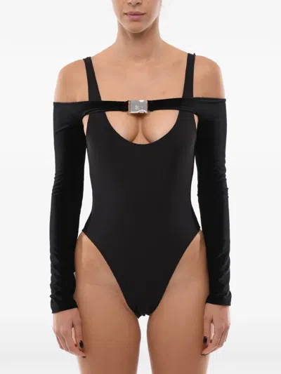 David Koma Buckle-detail Cutout Bodysuit In Black