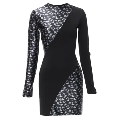 David Koma Butterfly Floral Print Mini Dress In Black