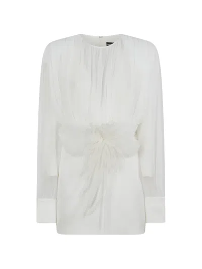 David Koma Cactus Dahlia Feather-embellished Ruched Mini Dress In White