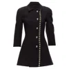 David Koma Cady Chunky Chain Trim Fit Flare Coat Dress In Black