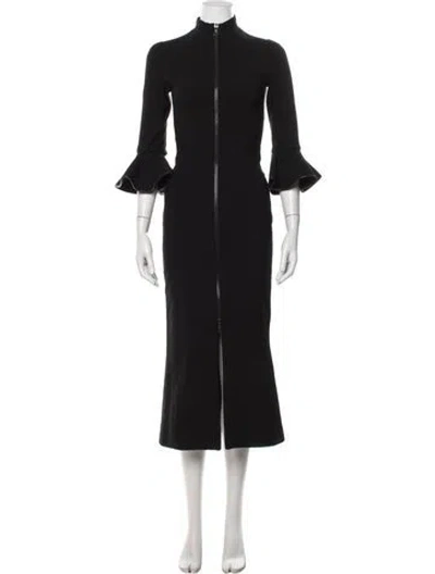 Pre-owned David Koma Calf Leather Knee-length Dress In Black