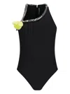 David Koma Chain-embellished One-shoulder Bodysuit In Black