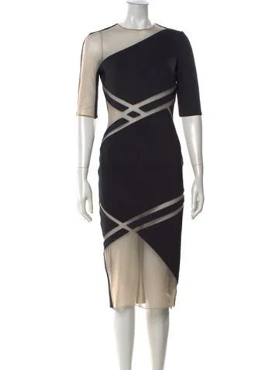Pre-owned David Koma Colorblock Pattern Knee-length Dress In Black
