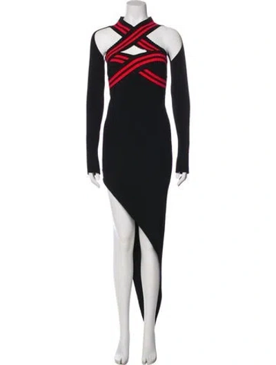 Pre-owned David Koma Colorblock Pattern Long Dress In Black