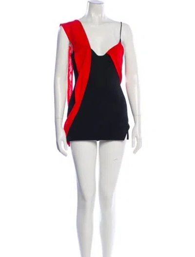 Pre-owned David Koma Colorblock Pattern Mini Dress In Neutral