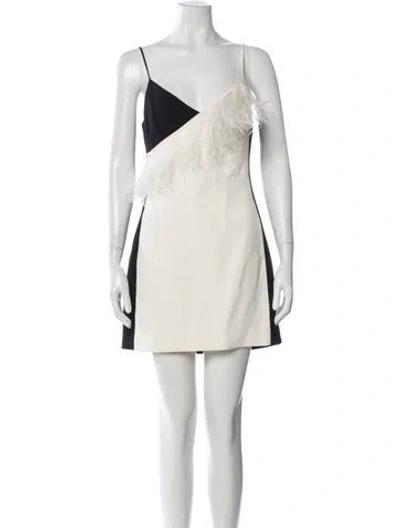 Pre-owned David Koma Colorblock Pattern Mini Dress In White