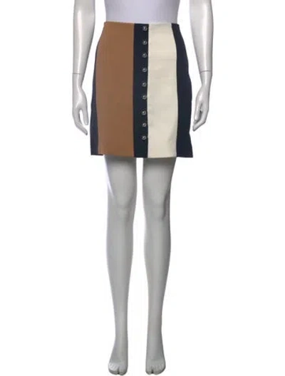 Pre-owned David Koma Colorblock Pattern Mini Skirt In Blue
