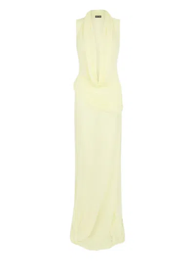 DAVID KOMA COWL-NECK DRAPED GOWN