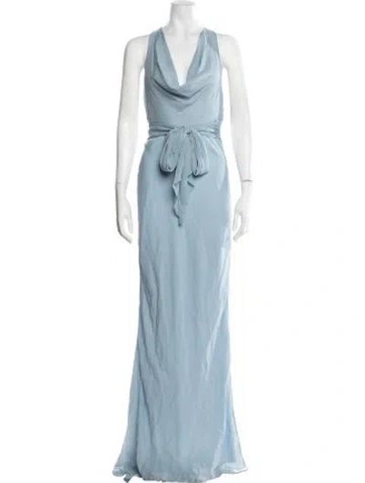 Pre-owned David Koma Cowl Neck Long Dress In Blue