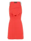David Koma Crystal Claw Embr Detail Cowl Neck Mini In Orange