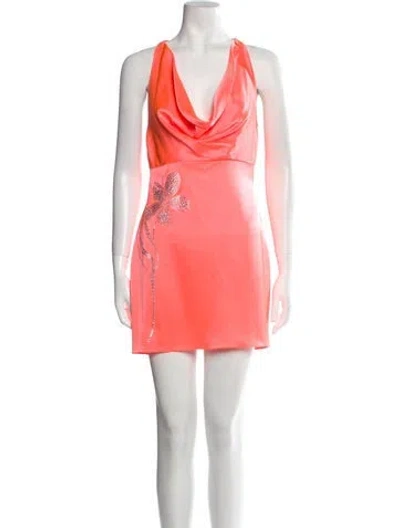 Pre-owned David Koma Cowl Neck Mini Dress In Red