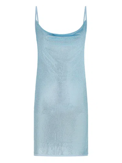 David Koma Cowl-neck Rhinestone Mini Dress