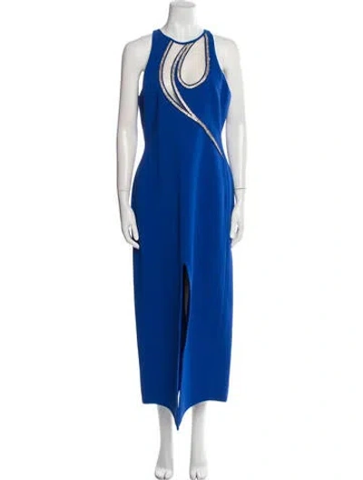 Pre-owned David Koma Crew Neck Long Dress In Blue