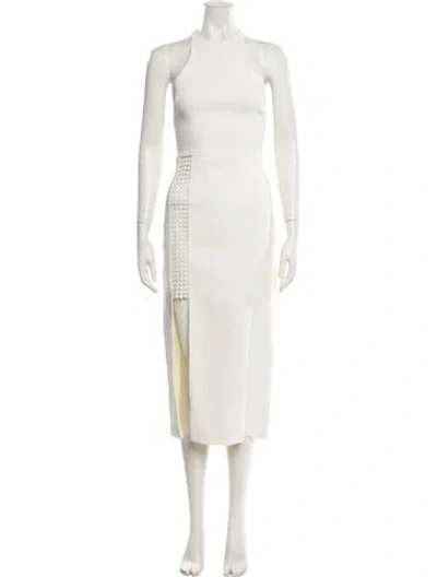Pre-owned David Koma Crew Neck Long Dress In Neutral