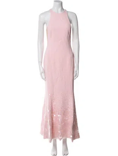 Pre-owned David Koma Crew Neck Long Dress In Pink