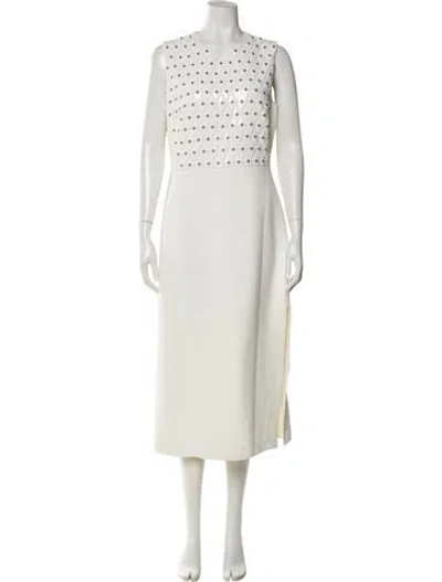 Pre-owned David Koma Crew Neck Long Dress In White