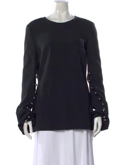 Pre-owned David Koma Crew Neck Long Sleeve Top In Black